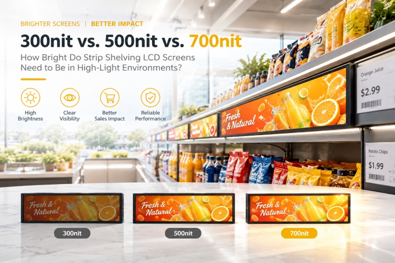 How Bright Do Strip Shelving LCD Screens Need to Be in High-Light Environments